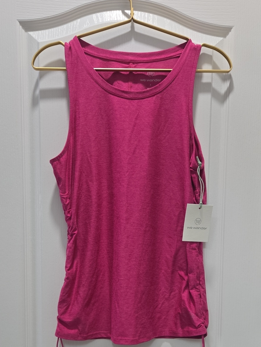 We Wander Hot Pink Ruched Side Tank Top